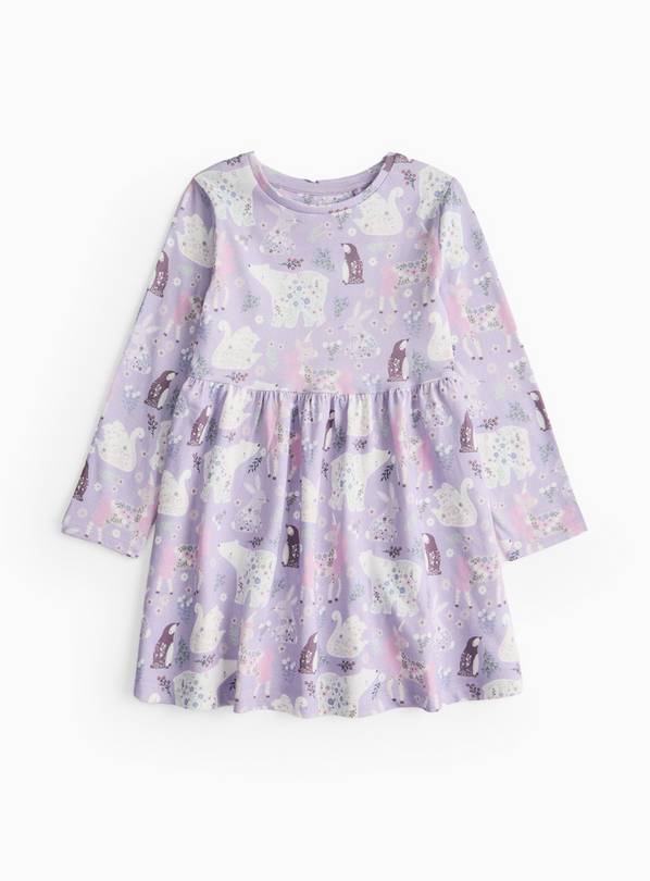 Lilac Polar Bear Jersey Dress 4-5 years